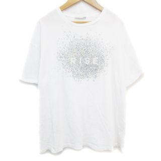 ザラ(ZARA)のザラ Tシャツ カットソー 半袖 ラウンドネック ロゴ グリッター S 白(Tシャツ(半袖/袖なし))