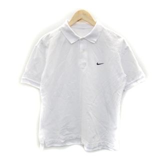 ナイキ(NIKE)のナイキ ポロシャツ 半袖 ポロカラー 無地 ロゴ刺繍 M 白 ホワイト(ポロシャツ)