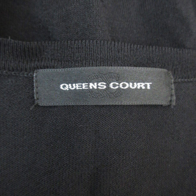 QUEENS COURT(クイーンズコート)のクイーンズコート ニットカーディガン 薄手 ミドル丈 ビーズ 2 黒 /FF50 レディースのトップス(カーディガン)の商品写真