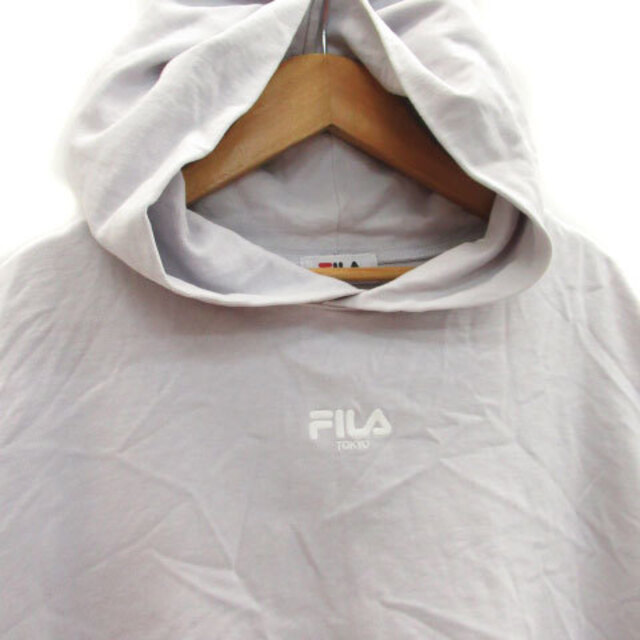 FILA(フィラ)のフィラ FILA パーカー プルオーバー 半袖 ロゴ刺繍 スリット 2 パープル レディースのトップス(パーカー)の商品写真