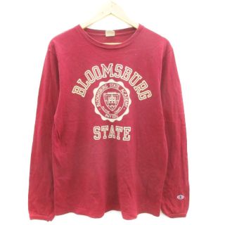 チャンピオン(Champion)のチャンピオン Tシャツ カットソー 長袖 プリント ロゴ刺繍 XL 赤(Tシャツ/カットソー(七分/長袖))