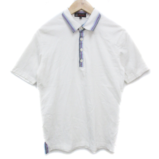 MK MICHEL KLEIN homme(エムケーミッシェルクランオム)のエムケーミッシェルクランオム ポロシャツ 半袖 46 白 水色 /FF13 メンズのトップス(ポロシャツ)の商品写真