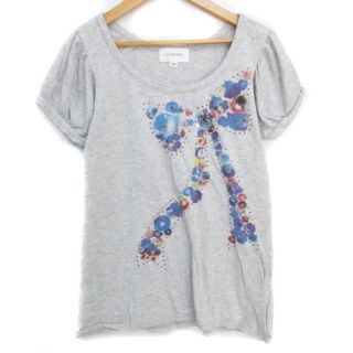 ジルスチュアート(JILLSTUART)のジルスチュアート Tシャツ カットソー 半袖 Uネック リボン柄 FR 杢グレー(Tシャツ(半袖/袖なし))