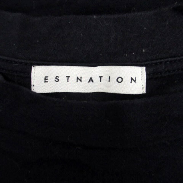 ESTNATION(エストネーション)のエストネーション Tシャツ カットソー クルーネック 半袖 無地 38 紺 レディースのトップス(Tシャツ(半袖/袖なし))の商品写真