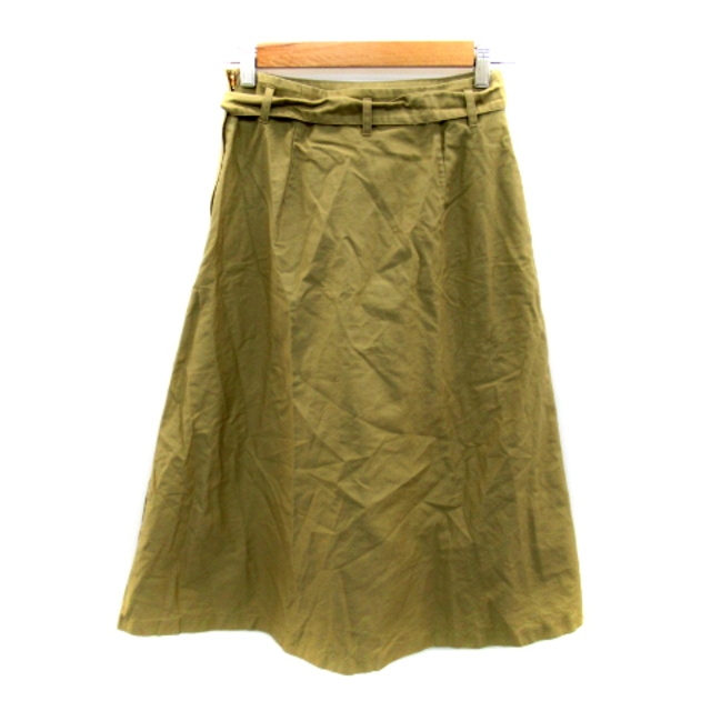 BEAUTY&YOUTH UNITED ARROWS(ビューティアンドユースユナイテッドアローズ)のB&Y ユナイテッドアローズ フレアスカート リボンベルト付 M カーキ レディースのスカート(ロングスカート)の商品写真