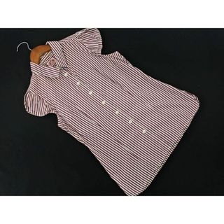 ジューシークチュール(Juicy Couture)のJUICY COUTURE ジューシークチュール フリル カットスリーブ ストライプ ブラウス シャツ size2/えんじｘ白 ■◆ レディース(シャツ/ブラウス(長袖/七分))