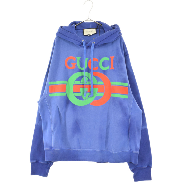 GUCCI グッチ 19SS インターロッキングG パーカー プルオーバー ブルー