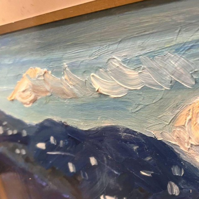 大場 啓ニ 油絵 風景画 海 港 網代港 油彩画 油画 絵画 日本画 アート