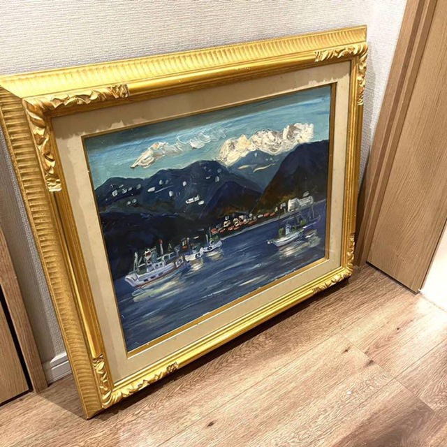 大場 啓ニ 油絵 風景画 海 港 網代港 油彩画 油画 絵画 日本画 アート