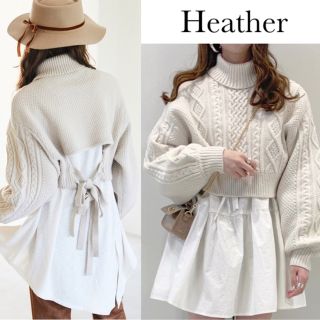 ヘザー(heather)のヘザー バック リボン ハイネック ニット ショート プルオーバー(ニット/セーター)