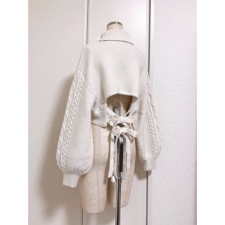 heather - ヘザー バック リボン ハイネック ニット ショート プル