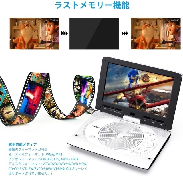 【mkoko様専用】MYDASH DVDプレーヤー12.5型（10.1液晶） スマホ/家電/カメラのオーディオ機器(ポータブルプレーヤー)の商品写真