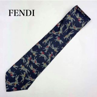 フェンディ(FENDI)のFENDI ファンディ ネクタイ ネイビー 馬 人物 総柄 ネイビー メンズ(ネクタイ)