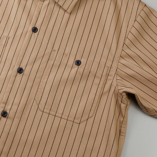 半袖シャツ ワークシャツ ストライプ オープンカラー 半袖 シャツ 4XL 茶 メンズのトップス(シャツ)の商品写真
