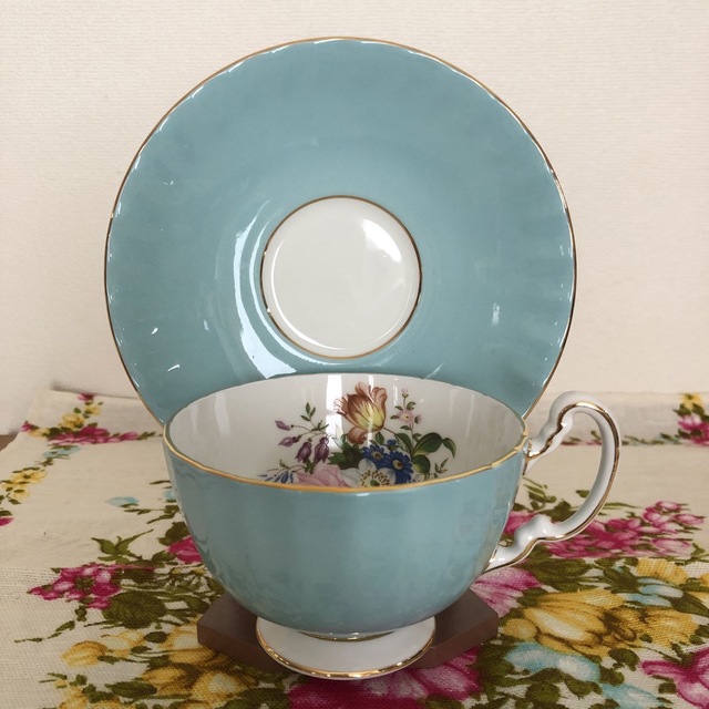 Aynsley China - エインズレイ ティーカップ&ソーサー ターコイズ