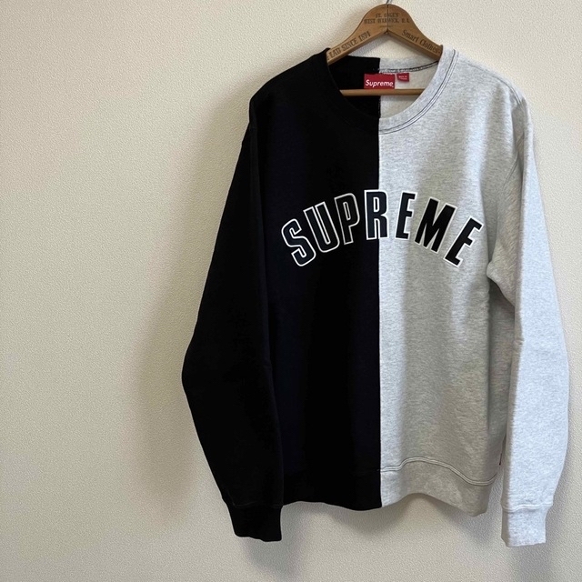 込☆Supreme Split Logo Crewneck☆ブラックL 【お得】 watch-bay.com