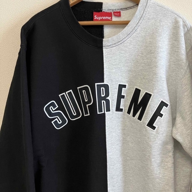 込☆Supreme Split Logo Crewneck☆ブラックL 【お得】 watch-bay.com