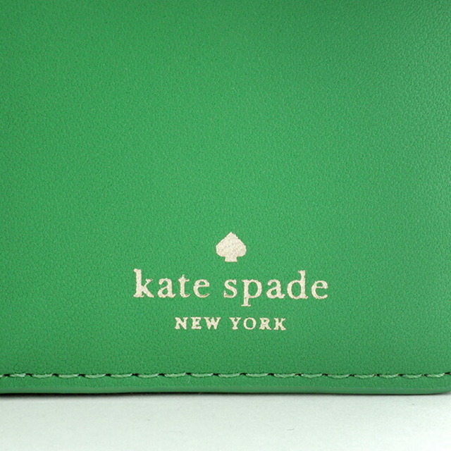 新品 ケイトスペード kate spade 2つ折り財布 SMOOTH QUILTEDLEATHER EDIUM COMPACT BIFOLD WALLET グリーンビーン 6