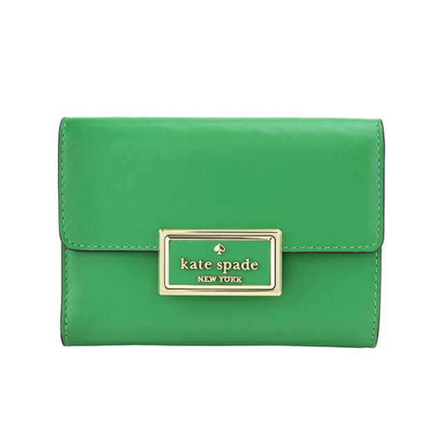 新品 ケイトスペード kate spade 2つ折り財布 MEDIUM FLAP WALLET グリーンビーン