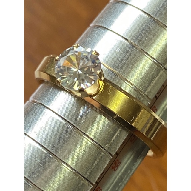 一粒ジルコニアゴールドステンレスring16号 レディースのアクセサリー(リング(指輪))の商品写真