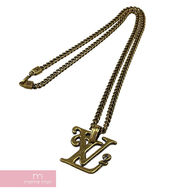 LOUIS VUITTON×NIGO 2020AW Collier Squared LV Gold Necklace MP2692 ルイヴィトン×ニゴー コリエ・スクエアード LVゴールドネックレス ペンダント ロゴ アクセサリー ゴールド【210912】【-B】【me04】