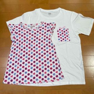 ユニクロ(UNIQLO)のペコちゃん親子セットTシャツ&白いワンピース(Tシャツ/カットソー)