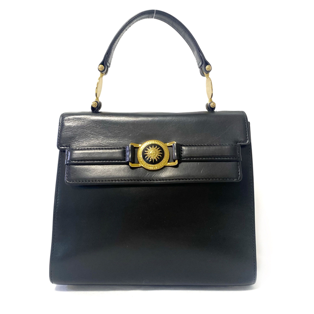 GIANNI VERSACE ヴェルサーチ ハンドバッグ レザー ブラック Gianni Versace 人気の商品