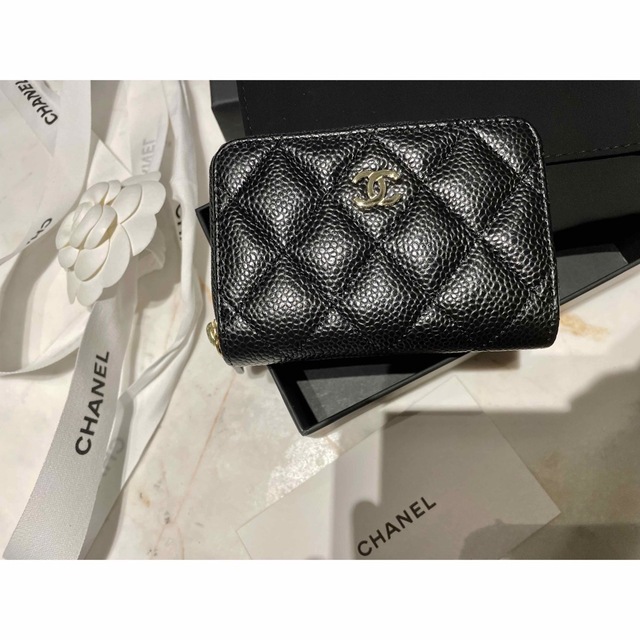 【極美品】CHANEL ジップコインパース キャビアスキン ブラック