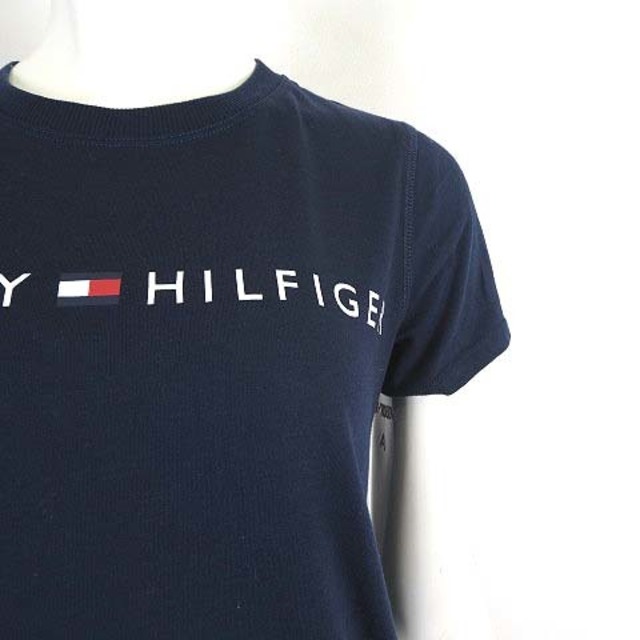 TOMMY HILFIGER(トミーヒルフィガー)のトミーヒルフィガー Tシャツ カットソー ロゴ コットン半袖 XS 紺 ネイビー レディースのトップス(Tシャツ(半袖/袖なし))の商品写真