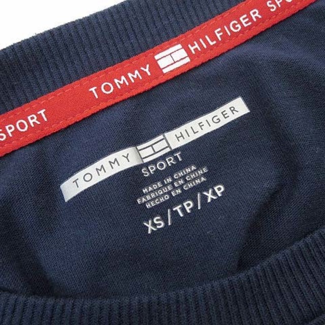 TOMMY HILFIGER(トミーヒルフィガー)のトミーヒルフィガー Tシャツ カットソー ロゴ コットン半袖 XS 紺 ネイビー レディースのトップス(Tシャツ(半袖/袖なし))の商品写真