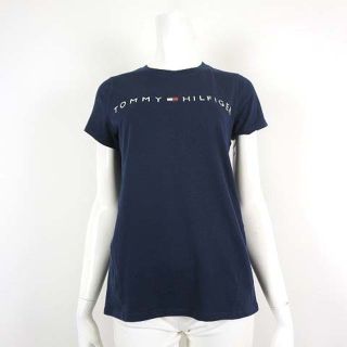 トミーヒルフィガー(TOMMY HILFIGER)のトミーヒルフィガー Tシャツ カットソー ロゴ コットン半袖 XS 紺 ネイビー(Tシャツ(半袖/袖なし))