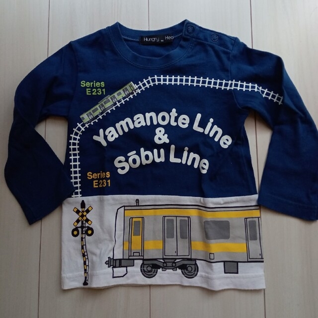 長袖　Tシャツ　ネイビー　電車　90 キッズ/ベビー/マタニティのキッズ服男の子用(90cm~)(Tシャツ/カットソー)の商品写真