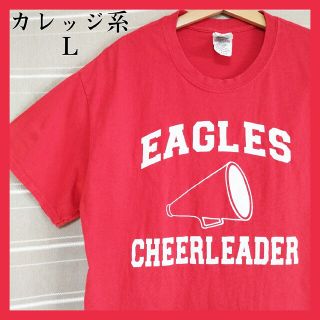 ギルタン(GILDAN)のカレッジ系 プリントTシャツ US古着 L tシャツ デカロゴ GILDAN 赤(Tシャツ/カットソー(半袖/袖なし))