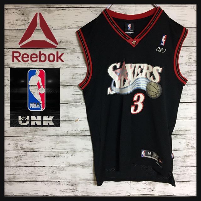 Reebok(リーボック)の【NBA76ers】リーボック　ゲームシャツ　アレン・アイバーソン黒　K150 メンズのトップス(タンクトップ)の商品写真