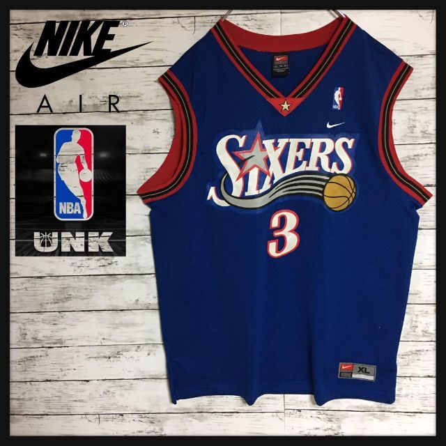 【NBA76ers】ナイキ　ゲームシャツ　アレン・アイバーソンXL青　K149