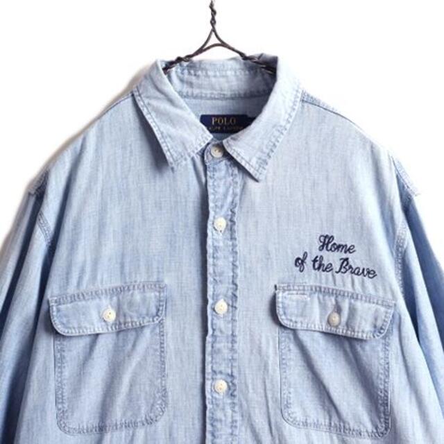 Ralph Lauren(ラルフローレン)のポロ ラルフローレン バック 刺繍 100% コットン シャンブレー シャツ L メンズのトップス(シャツ)の商品写真