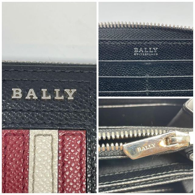 極美品✨ BALLY 現行 長財布 ラウンドファスナー トレスポ ストライプ-