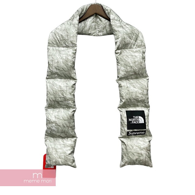 Supreme×THE NORTH FACE 2019AW Paper Print 700-Fill Down Scarf シュプリーム×ノースフェイス ペーパープリントダウンスカーフ マフラー 紙柄 ライトグレー【211105】【新古品】【me04】