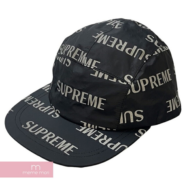 Supreme 2016AW 3M Reflective Repeat Taped Seam Camp Cap シュプリーム 3Mリフレクティブリピートテープシームキャンプキャップ 帽子 総柄ロゴ ブラック×シルバー 【220525】【新古品】【me04】