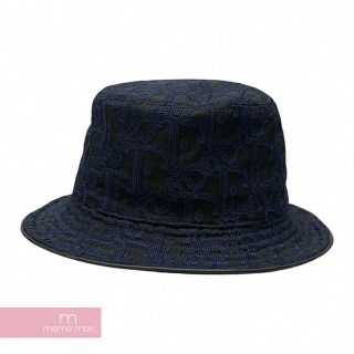 Dior Chapeau Oblique Bob Hat 183C902V1581 ディオール シャポーオブリークボブハット バケットハット 素材切替 帽子 オブリークロゴ刺繍 総柄 ダークブルー×ブラック サイズL 【220830】【新古品】【me04】(ハット)