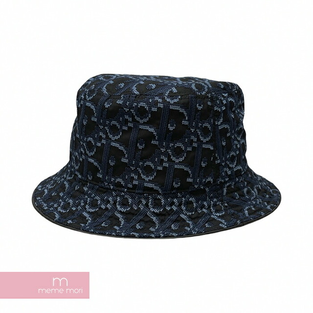 Dior Chapeau Oblique Bob Hat 183C902V1581 ディオール シャポーオブリークボブハット バケットハット 素材切替 帽子 オブリークロゴ刺繍 総柄 ブルー×ライトブルー×ブラック サイズL 【220830】【新古品】【me04】