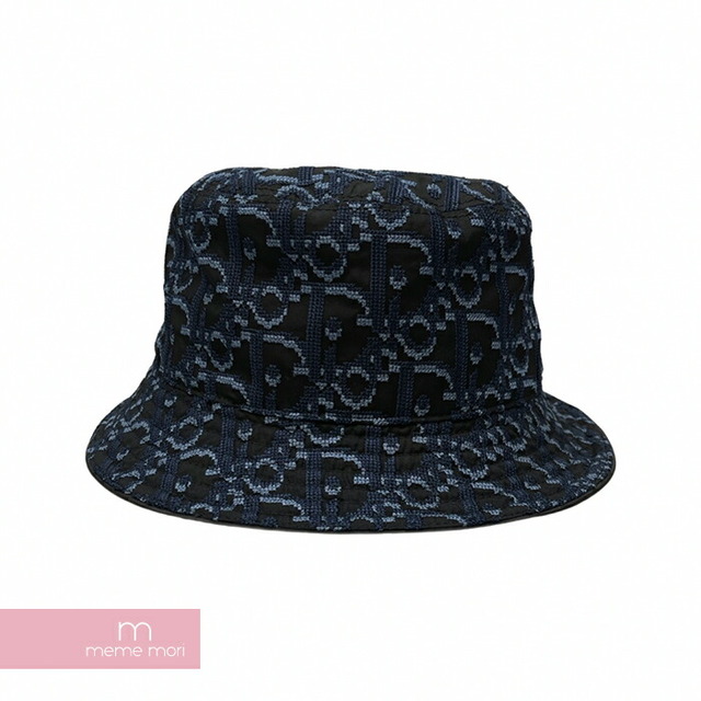 Dior Chapeau Oblique Bob Hat 183C902V1581 ディオール シャポーオブリークボブハット バケットハット 素材切替 帽子 オブリークロゴ刺繍 総柄 ブルー×ライトブルー×ブラック サイズL 【220830】【新古品】【me04】