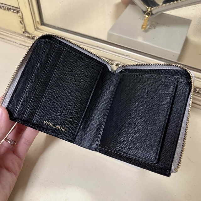 VIOLAd'ORO - ヴィオラドーロ コンパクト財布 シルバークロコ 二 VIOLAd'ORO - ヴィオラドーロ コンパクト財布 シルバークロコ 二