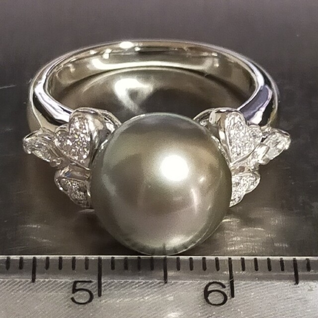 Pt900 黒蝶真珠 パール ダイヤモンド リング | mawadgroup.com