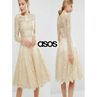 エイソス(asos)の専用☆速達☆　*Chi Chi London*プレミアム総レースミディドレス☆(ミディアムドレス)