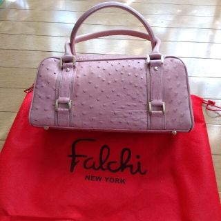 ファルチニューヨーク(falchi New York)のFalchi　オーストリッチハンドバッグ　ピンク　未使用(ハンドバッグ)