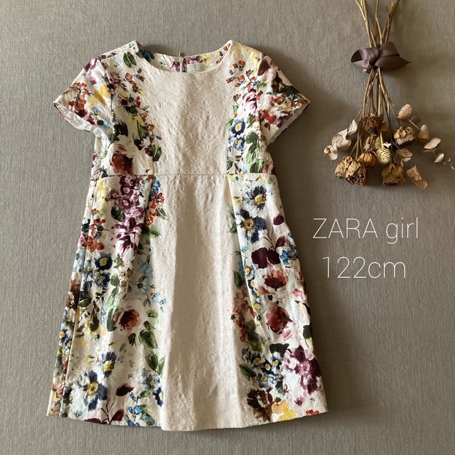 ZARA KIDS(ザラキッズ)のザラガール｜アンティークなお色付け*̩̩̥˖ 絵画のようなボタニカル柄ワンピース キッズ/ベビー/マタニティのキッズ服女の子用(90cm~)(ワンピース)の商品写真