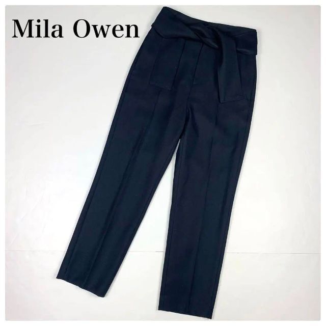 Mila Owen(ミラオーウェン)の新品タグ付き♪Mila Owenミラオーウェン ハイウエストパンツ ネイビー 0 レディースのパンツ(カジュアルパンツ)の商品写真