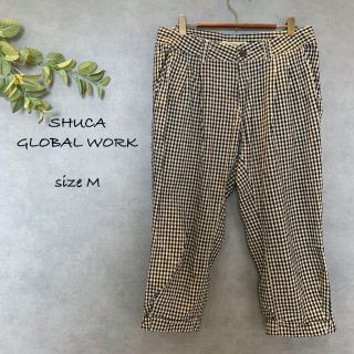 シュカグローバルワーク(shuca GLOBALWORK)のSHUCA GLOBAL WORK 麻30% チェッククロップドパンツ ゆったり(カジュアルパンツ)