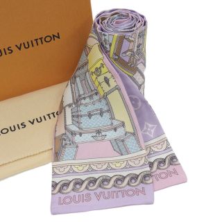 ルイヴィトン(LOUIS VUITTON)の【本物保証】 箱・布袋付 新品同様 ルイヴィトン LOUIS VUITTON バンドー アラウンドザワールド スカーフ シルク ピンク系 M76972(バンダナ/スカーフ)